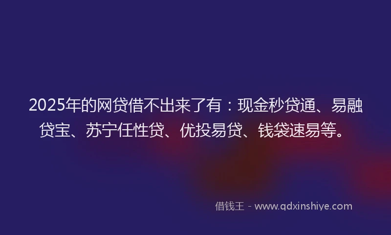 2025年的网贷借不出来了有：现金秒贷通、易融贷宝、苏宁任性贷、优投易贷、钱袋速易等。