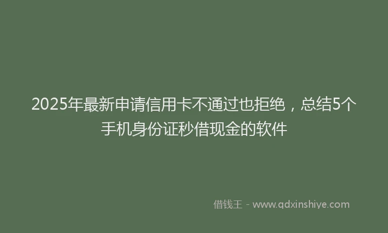 2025年最新申请信用卡不通过也拒绝，总结5个手机身份证秒借现金的软件