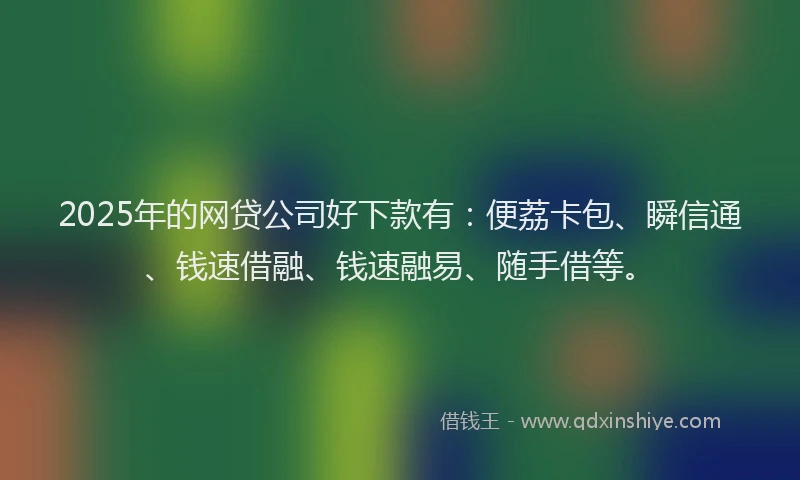 2025年的网贷公司好下款有：便荔卡包、瞬信通、钱速借融、钱速融易、随手借等。