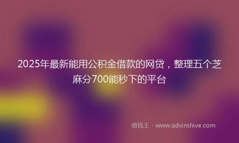 2025年最新能用公积金借款的网贷，整理五个芝麻分700能秒下的平台