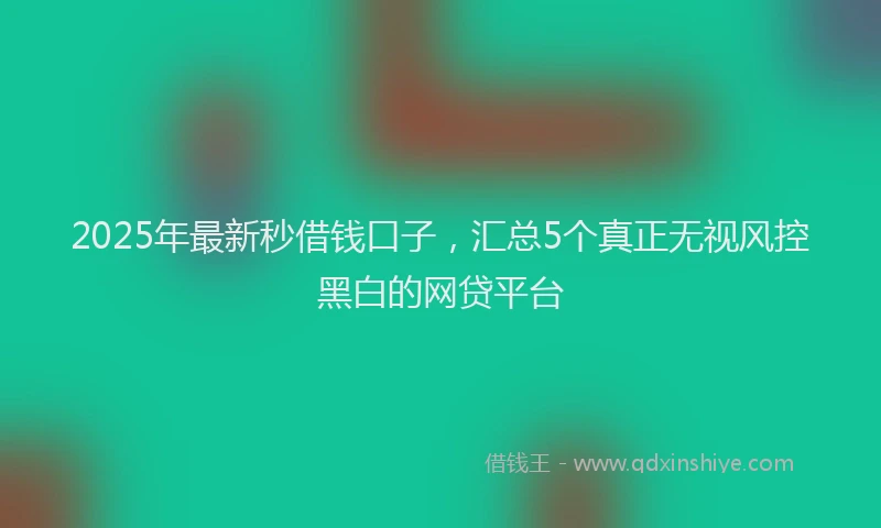 2025年最新秒借钱口子，汇总5个真正无视风控黑白的网贷平台