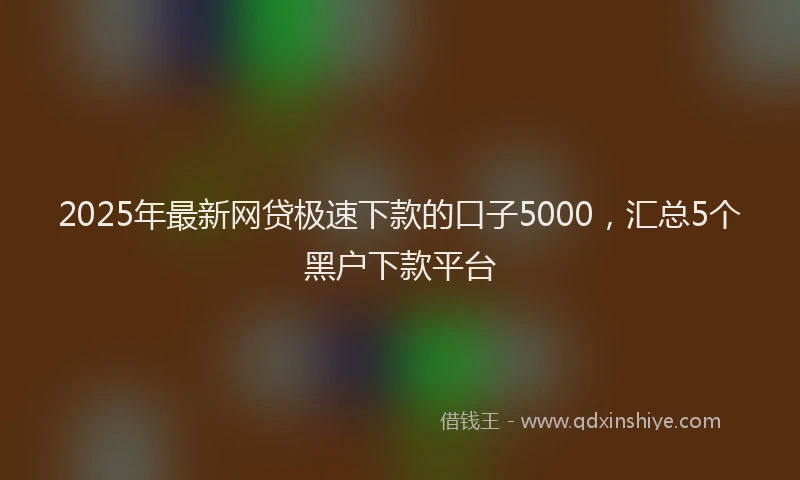 2025年最新网贷极速下款的口子5000，汇总5个黑户下款平台
