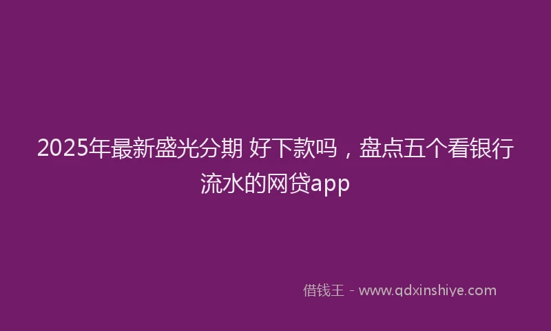 2025年最新盛光分期 好下款吗，盘点五个看银行流水的网贷app