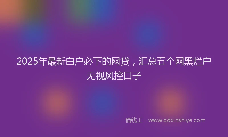 2025年最新白户必下的网贷，汇总五个网黑烂户无视风控口子