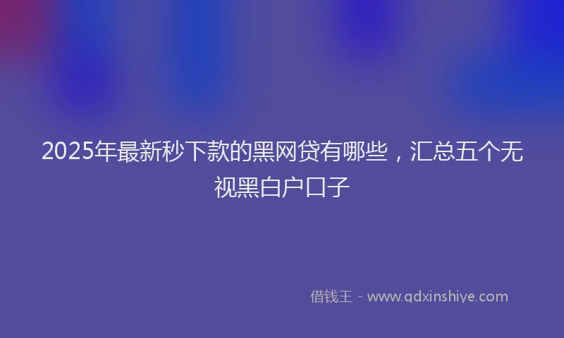 2025年最新秒下款的黑网贷有哪些，汇总五个无视黑白户口子