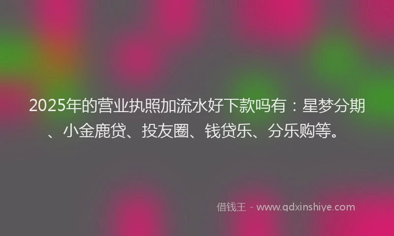 2025年的营业执照加流水好下款吗有：星梦分期、小金鹿贷、投友圈、钱贷乐、分乐购等。