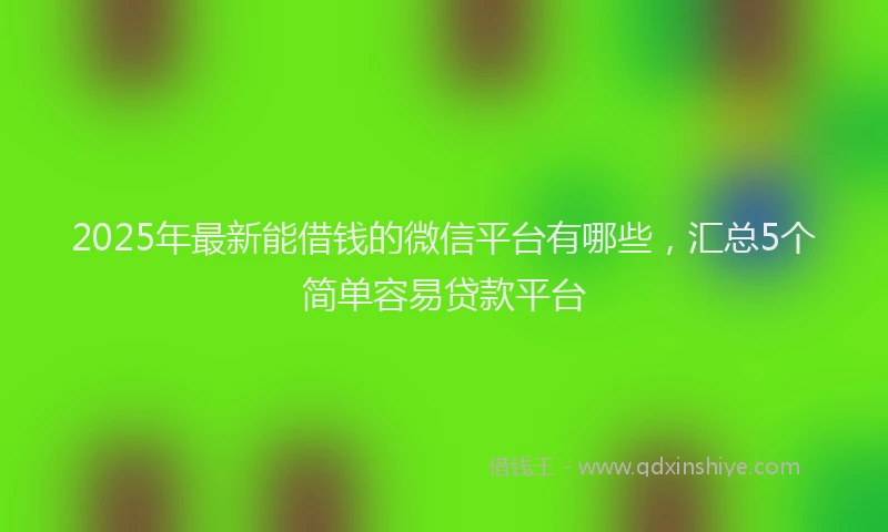 2025年最新能借钱的微信平台有哪些，汇总5个简单容易贷款平台