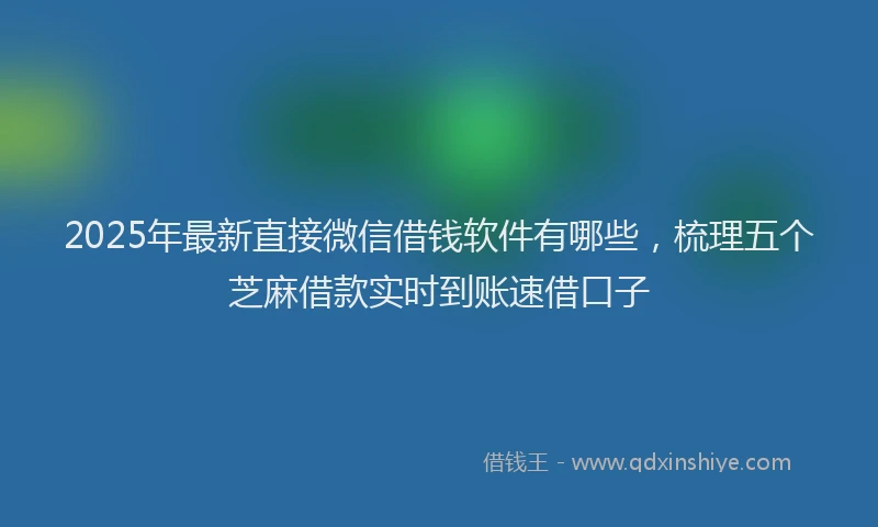 2025年最新直接微信借钱软件有哪些，梳理五个芝麻借款实时到账速借口子
