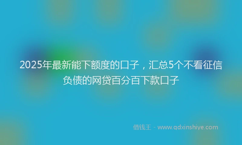 2025年最新能下额度的口子，汇总5个不看征信负债的网贷百分百下款口子