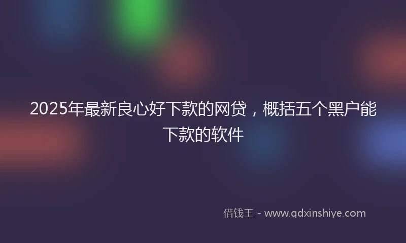 2025年最新良心好下款的网贷，概括五个黑户能下款的软件