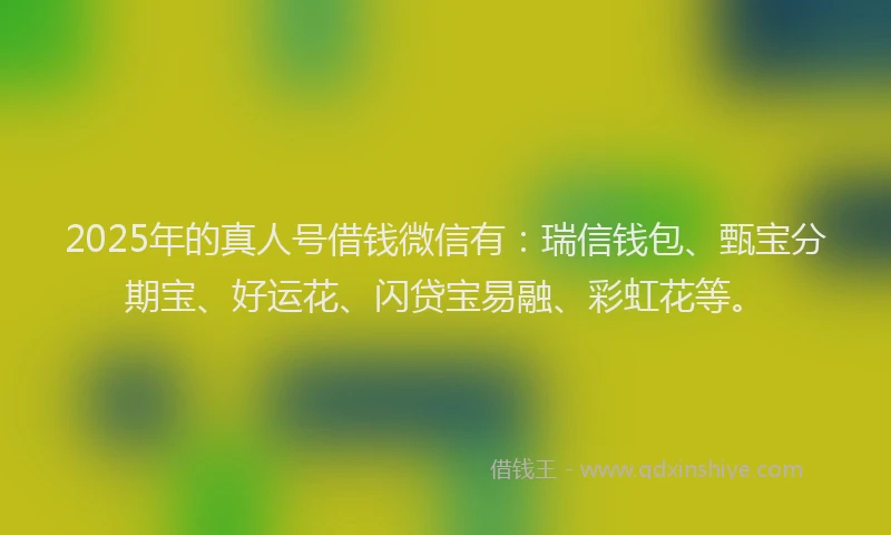 2025年的真人号借钱微信有：瑞信钱包、甄宝分期宝、好运花、闪贷宝易融、彩虹花等。