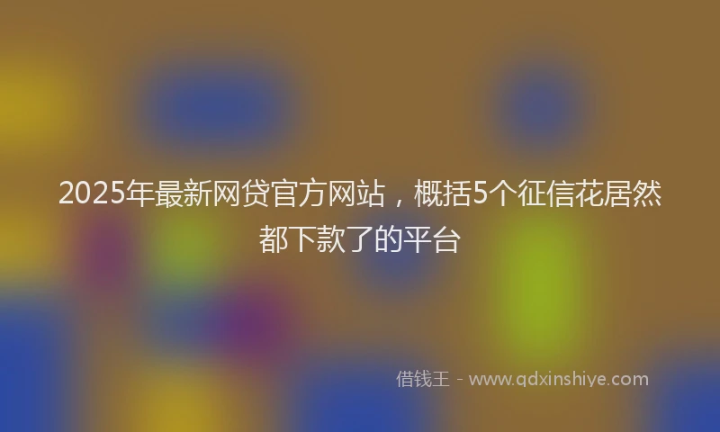 2025年最新网贷官方网站，概括5个征信花居然都下款了的平台