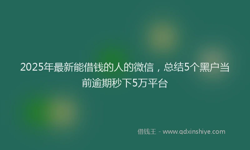 2025年最新能借钱的人的微信，总结5个黑户当前逾期秒下5万平台