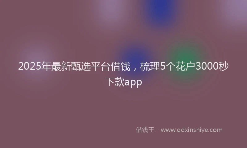 2025年最新甄选平台借钱，梳理5个花户3000秒下款app