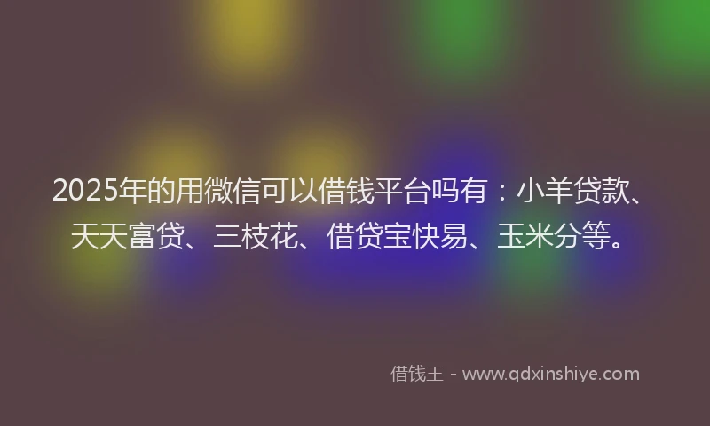 2025年的用微信可以借钱平台吗有：小羊贷款、天天富贷、三枝花、借贷宝快易、玉米分等。