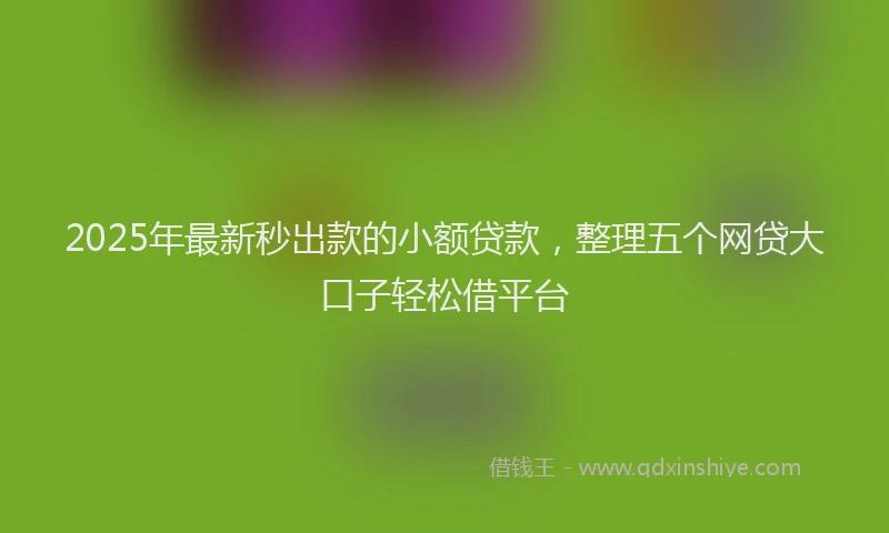 2025年最新秒出款的小额贷款，整理五个网贷大口子轻松借平台