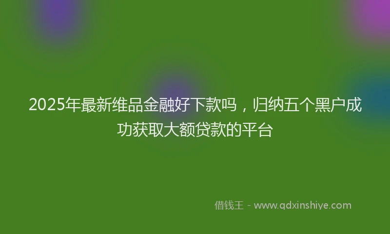 2025年最新维品金融好下款吗，归纳五个黑户成功获取大额贷款的平台