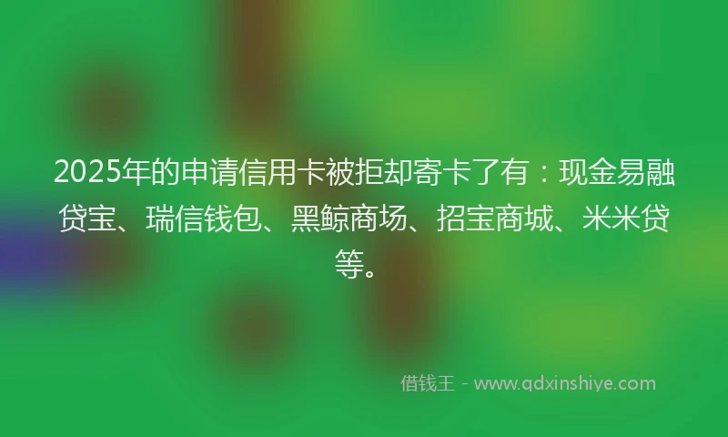 2025年的申请信用卡被拒却寄卡了有：现金易融贷宝、瑞信钱包、黑鲸商场、招宝商城、米米贷等。