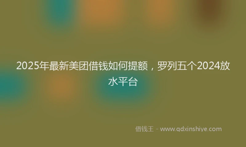 2025年最新美团借钱如何提额，罗列五个2024放水平台