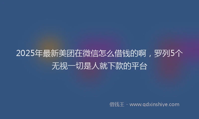 2025年最新美团在微信怎么借钱的啊，罗列5个无视一切是人就下款的平台