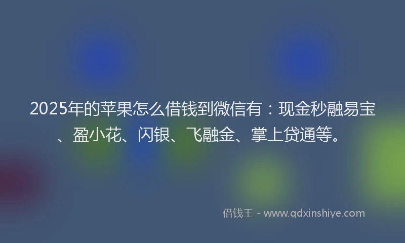 2025年的苹果怎么借钱到微信有：现金秒融易宝、盈小花、闪银、飞融金、掌上贷通等。