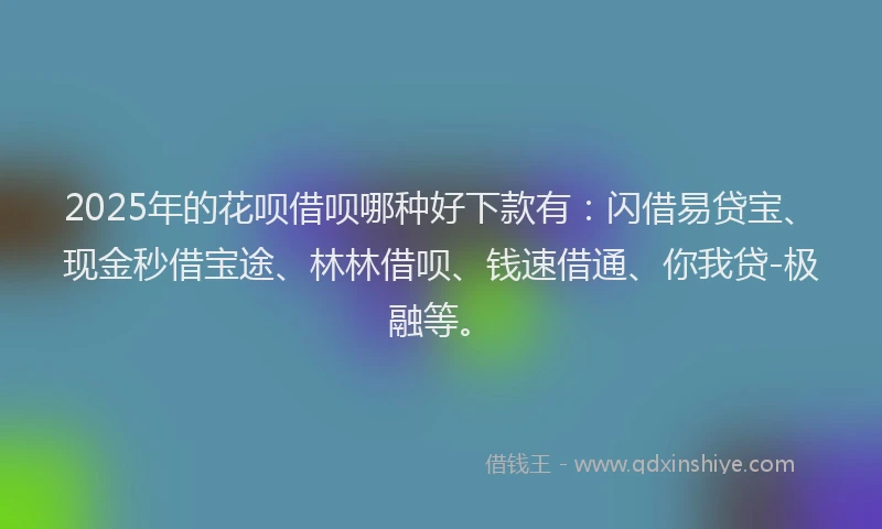 2025年的花呗借呗哪种好下款有：闪借易贷宝、现金秒借宝途、林林借呗、钱速借通、你我贷-极融等。