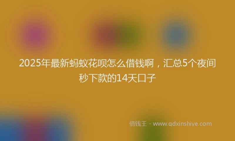 2025年最新蚂蚁花呗怎么借钱啊，汇总5个夜间秒下款的14天口子