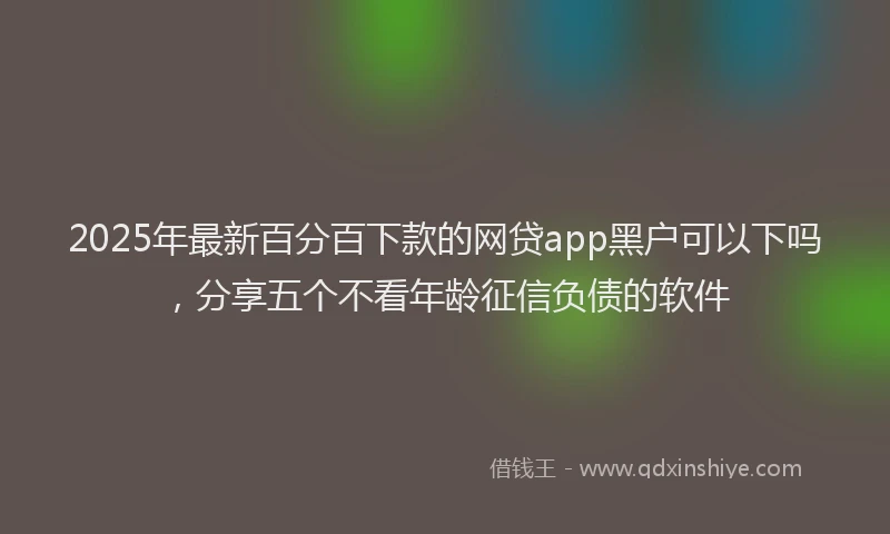 2025年最新百分百下款的网贷app黑户可以下吗，分享五个不看年龄征信负债的软件