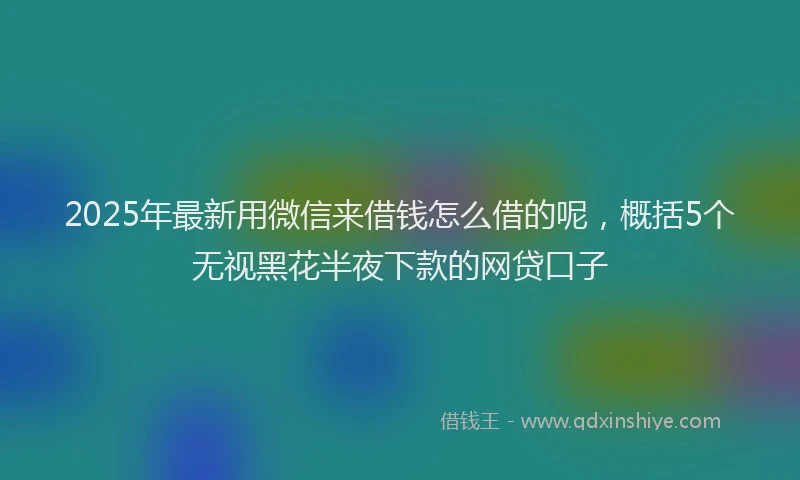 2025年最新用微信来借钱怎么借的呢，概括5个无视黑花半夜下款的网贷口子