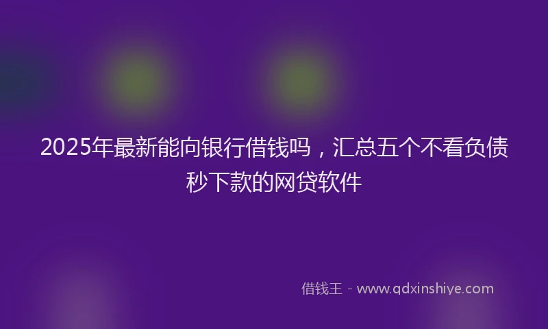2025年最新能向银行借钱吗，汇总五个不看负债秒下款的网贷软件