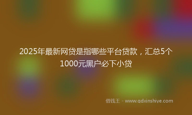 2025年最新网贷是指哪些平台贷款，汇总5个1000元黑户必下小贷