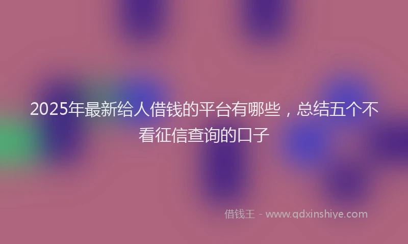 2025年最新给人借钱的平台有哪些，总结五个不看征信查询的口子