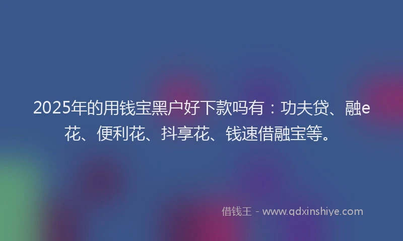 2025年的用钱宝黑户好下款吗有：功夫贷、融e花、便利花、抖享花、钱速借融宝等。