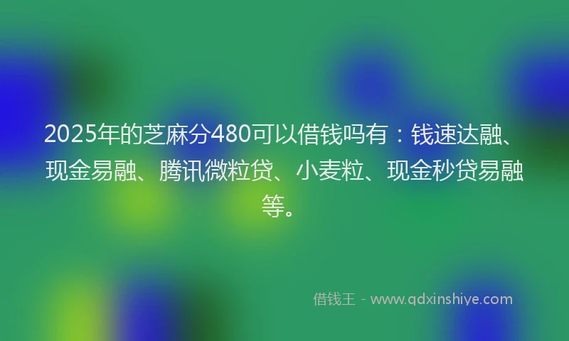 2025年的芝麻分480可以借钱吗有：钱速达融、现金易融、腾讯微粒贷、小麦粒、现金秒贷易融等。