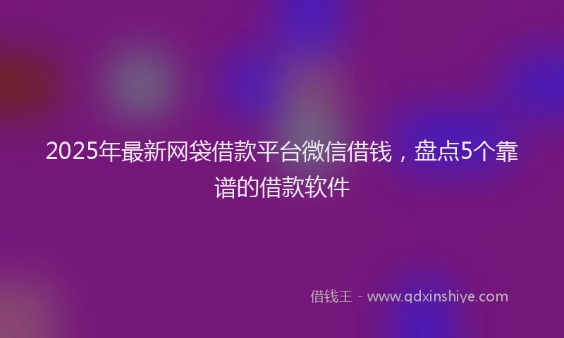 2025年最新网袋借款平台微信借钱，盘点5个靠谱的借款软件