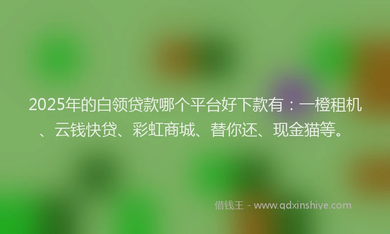 2025年的白领贷款哪个平台好下款有：一橙租机、云钱快贷、彩虹商城、替你还、现金猫等。