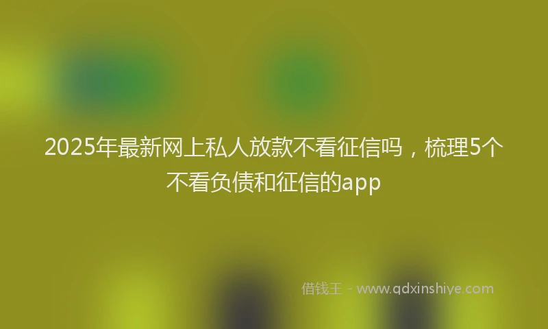 2025年最新网上私人放款不看征信吗，梳理5个不看负债和征信的app
