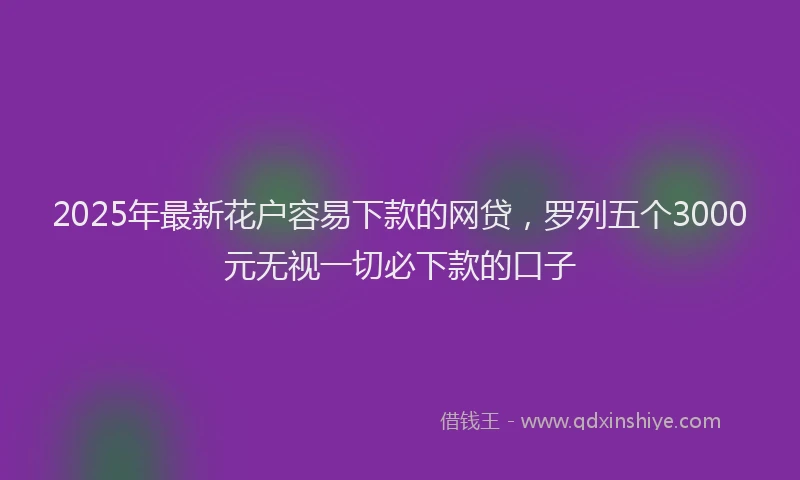 2025年最新花户容易下款的网贷，罗列五个3000元无视一切必下款的口子