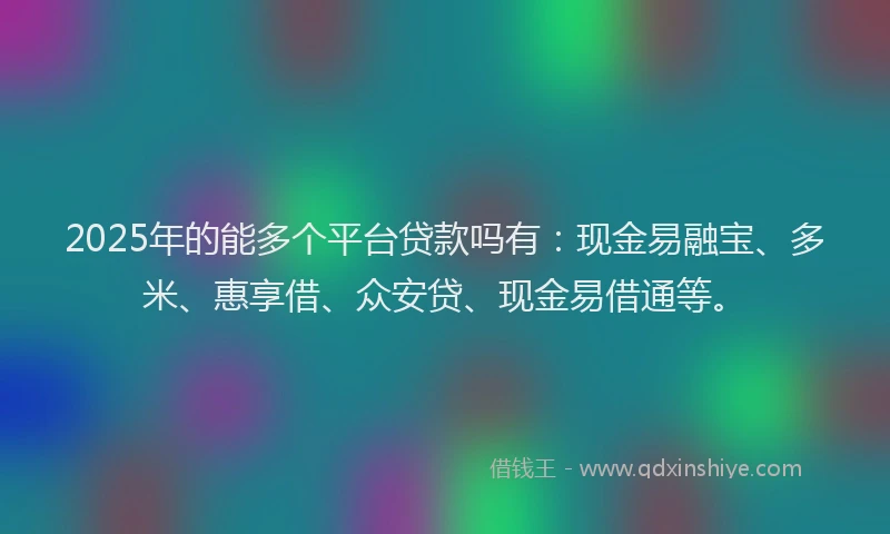 2025年的能多个平台贷款吗有：现金易融宝、多米、惠享借、众安贷、现金易借通等。