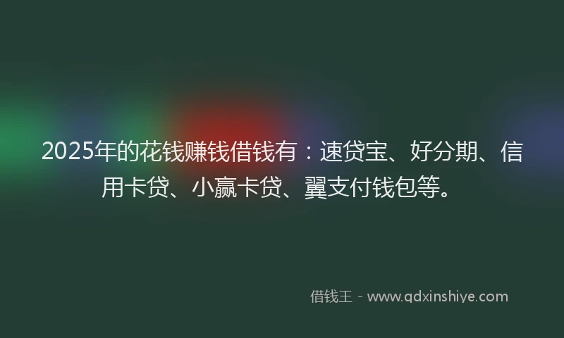 2025年的花钱赚钱借钱有：速贷宝、好分期、信用卡贷、小赢卡贷、翼支付钱包等。