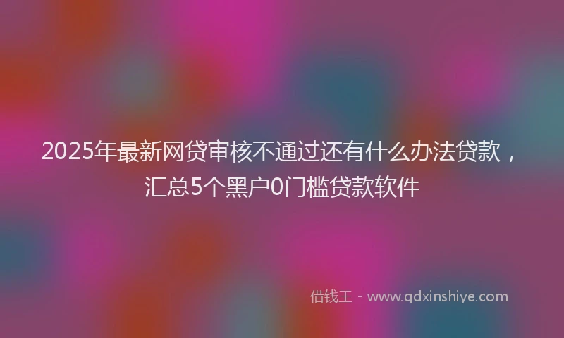 2025年最新网贷审核不通过还有什么办法贷款，汇总5个黑户0门槛贷款软件