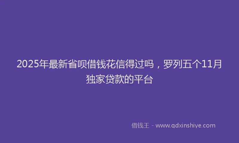 2025年最新省呗借钱花信得过吗，罗列五个11月独家贷款的平台