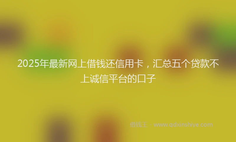 2025年最新网上借钱还信用卡，汇总五个贷款不上诚信平台的口子