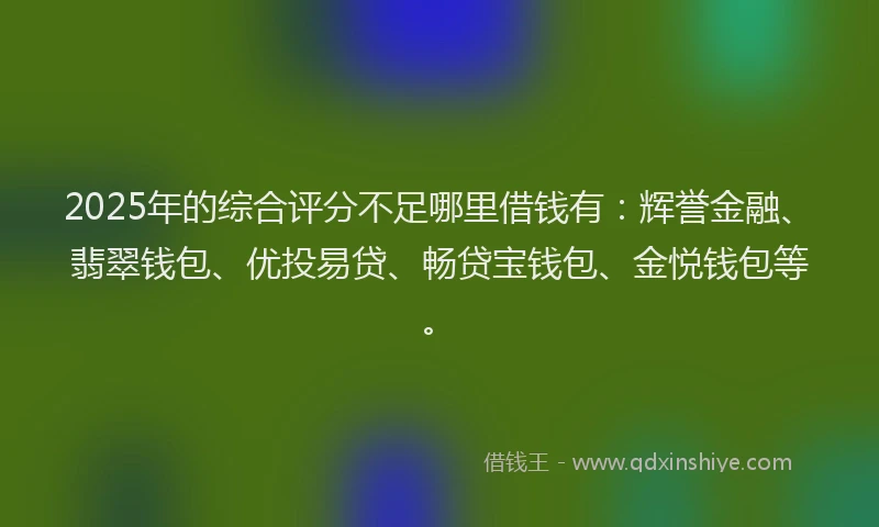 2025年的综合评分不足哪里借钱有：辉誉金融、翡翠钱包、优投易贷、畅贷宝钱包、金悦钱包等。
