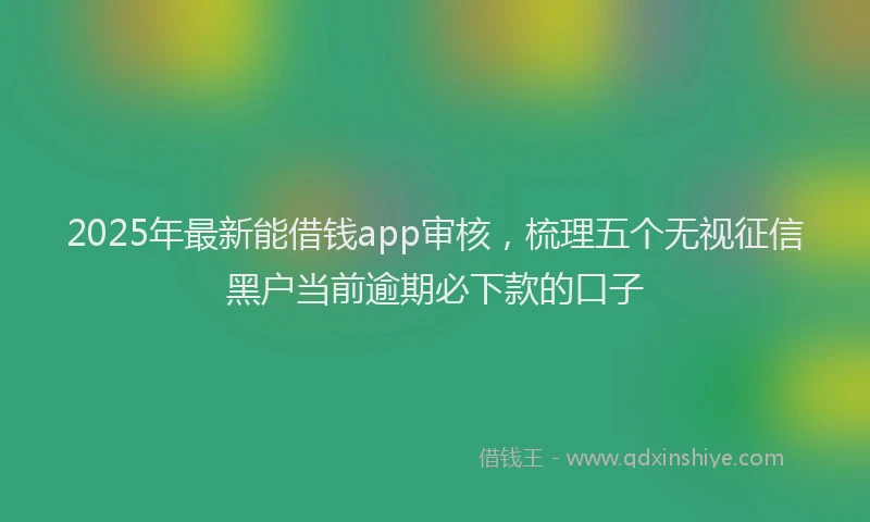 2025年最新能借钱app审核，梳理五个无视征信黑户当前逾期必下款的口子