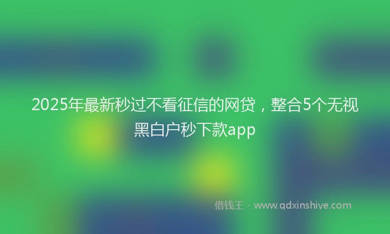 2025年最新秒过不看征信的网贷，整合5个无视黑白户秒下款app