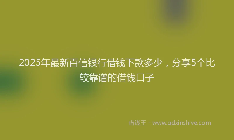 2025年最新百信银行借钱下款多少，分享5个比较靠谱的借钱口子