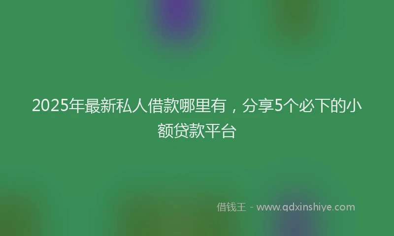 2025年最新私人借款哪里有，分享5个必下的小额贷款平台