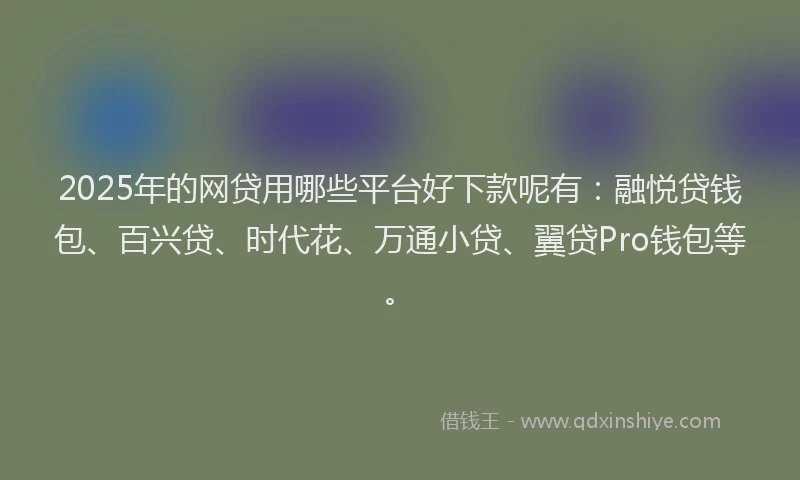 2025年的网贷用哪些平台好下款呢有：融悦贷钱包、百兴贷、时代花、万通小贷、翼贷Pro钱包等。