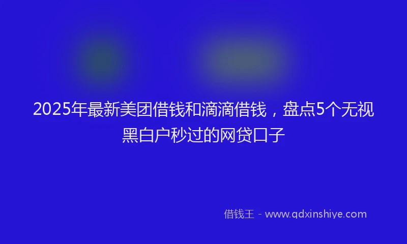 2025年最新美团借钱和滴滴借钱，盘点5个无视黑白户秒过的网贷口子
